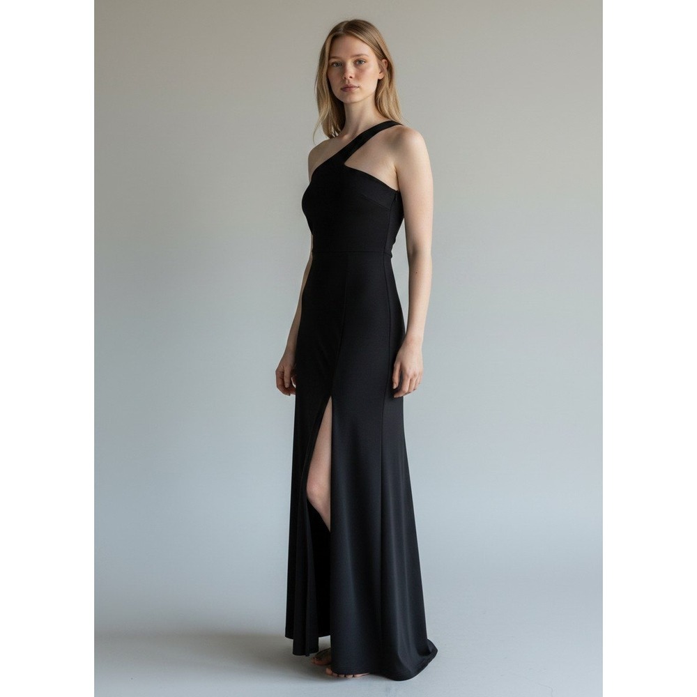 Lulus Black One-Shoulder Maxi Dress Mermaid Slit Gown IDF76549 Mens Size Medium
